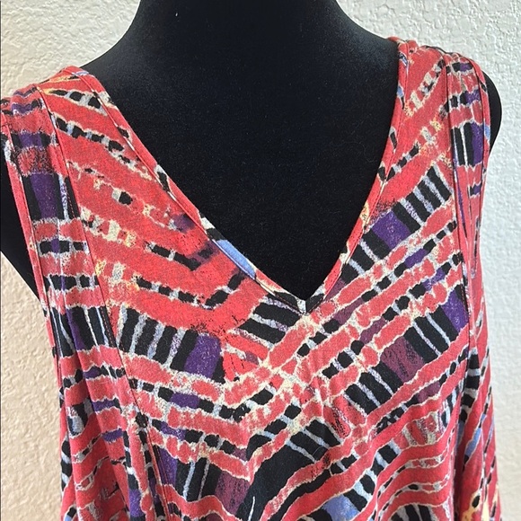 Free People Day Dreamer Chiffon Trim Asymmetrical Geometric Flowy Tank Top 0052 - Picture 3 of 8